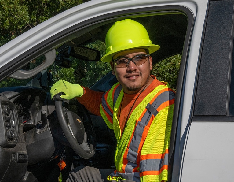 Worker in truck