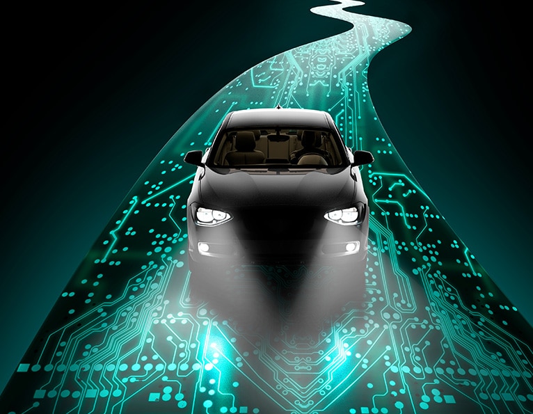 Car on digital road