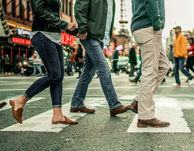 Pedestrians on walkway