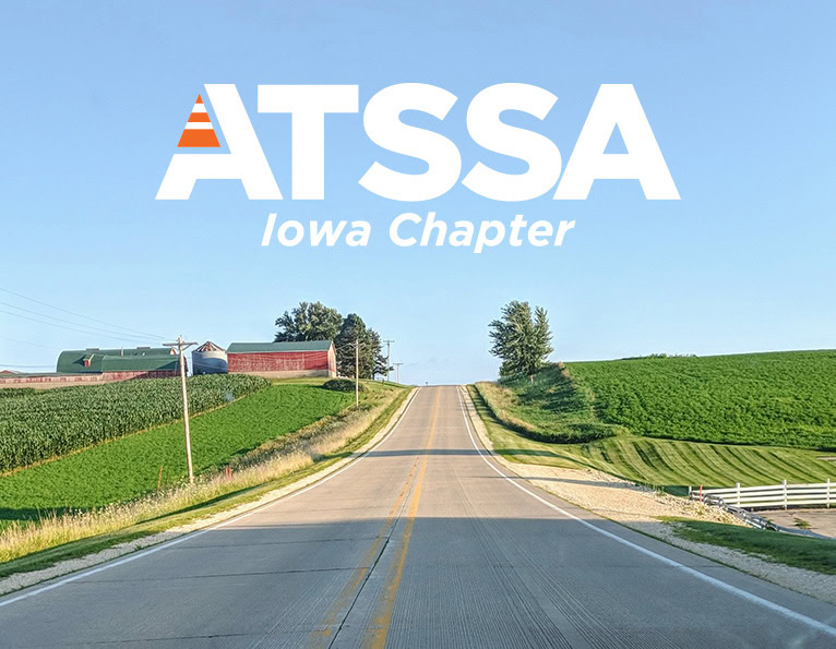 Iowa Chapter logo on roadway