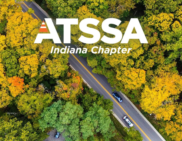 Indiana Chapter logo on roadway