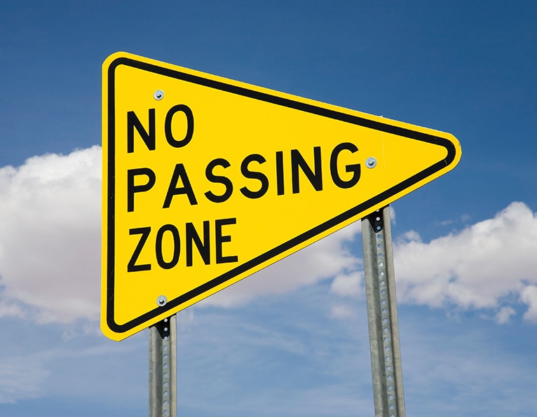 No passing zone sign