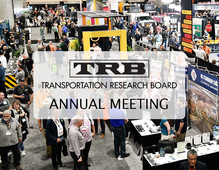 TRB Annual Meeting on a show floor background