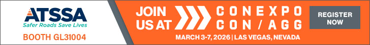 CONEXPO-CON/AGG 2026 banner ad with ATSSA booth number