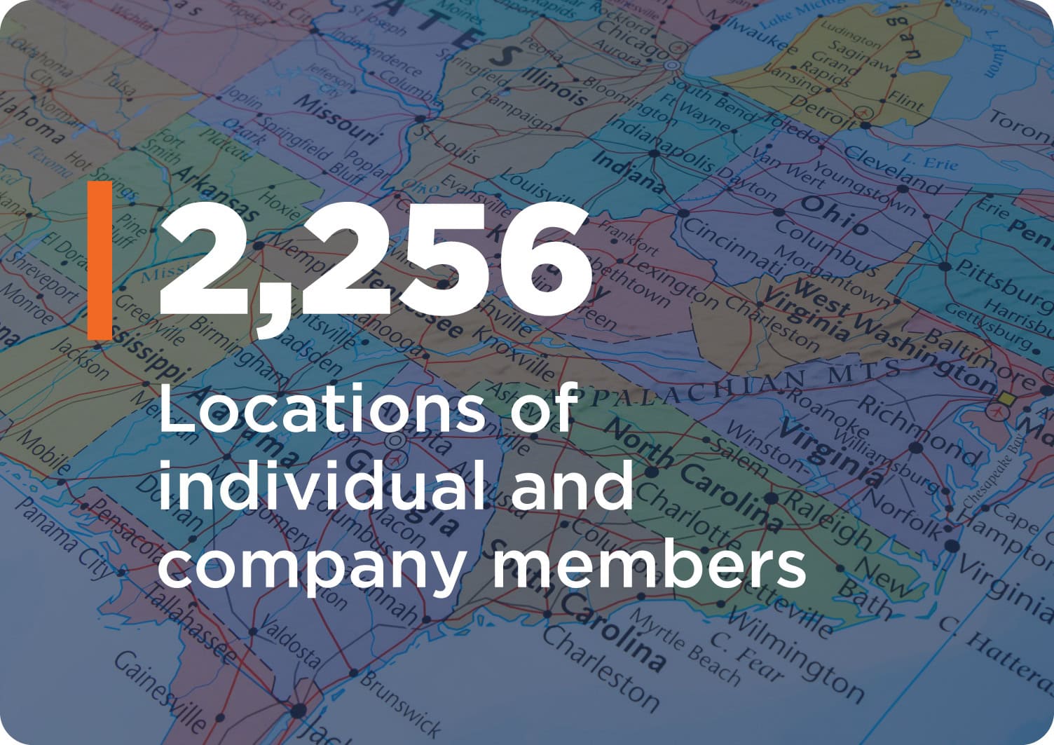 Infographic showing 2,256 locations of members